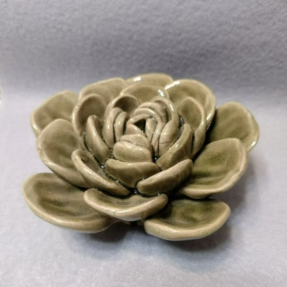 Handcrafted Ceramic Succulent, Studio Pottery, Leaf Plant Figurine, Boho Decor